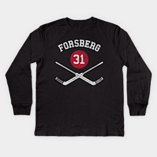 Anton Forsberg Ottawa Goalie Sticks Kids Long Sleeve T-Shirt